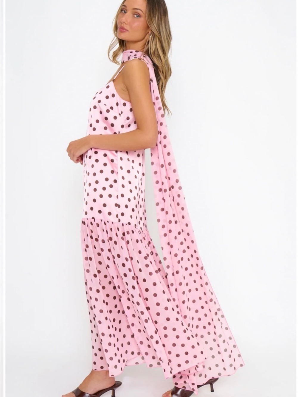 Show Me Your Mumu Dalia Pink Polka Dot Maxi Dress - Picture 3 of 9